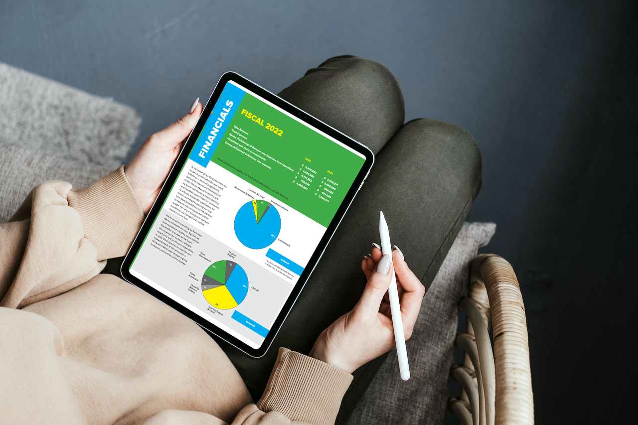 A person holding a tablet in their lap