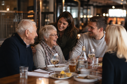 Family in Restaurant