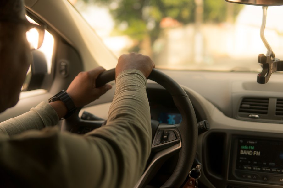 a person driving a car