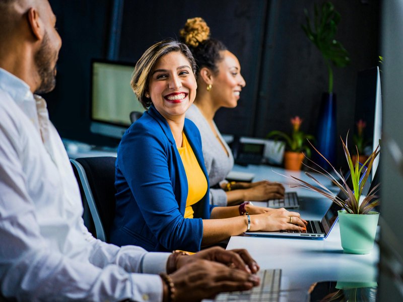 Office people smiling