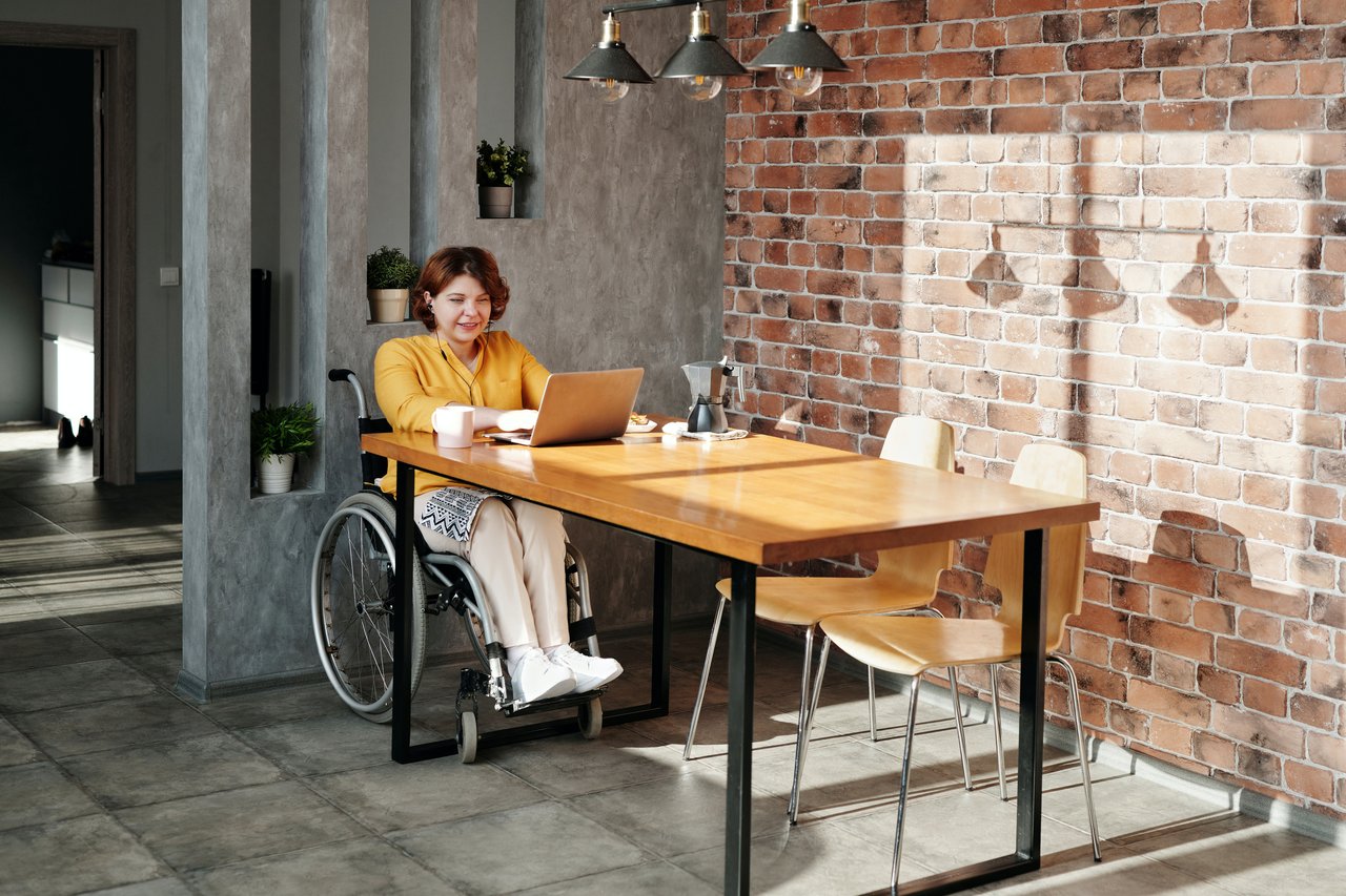 Woman in wheelchair